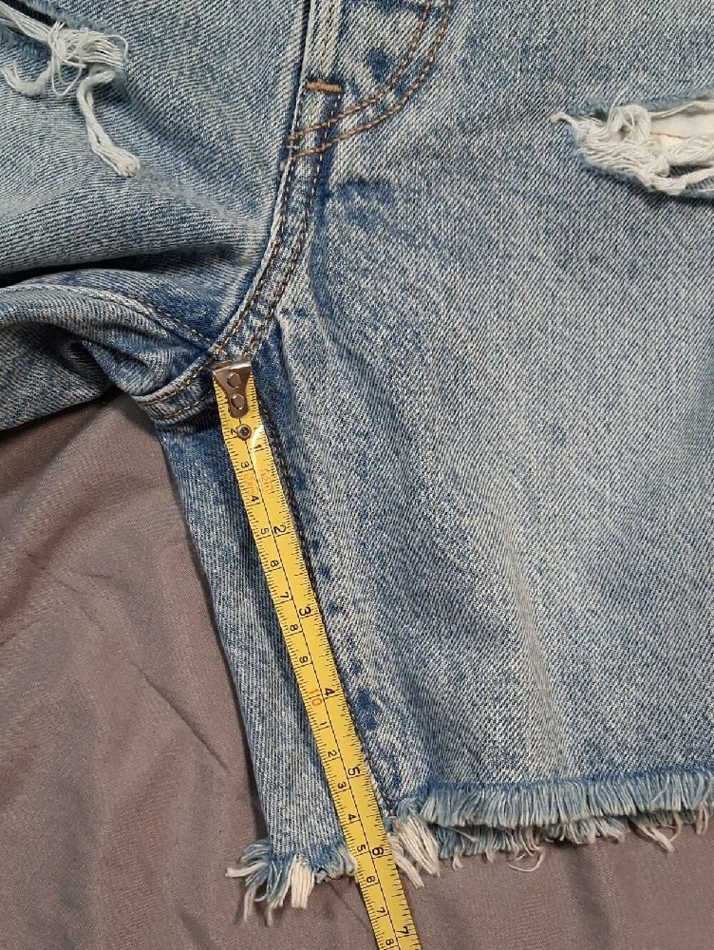 Levi's Light Blue Distressed 501 Women's Jean Shorts - Picture 4 of 6